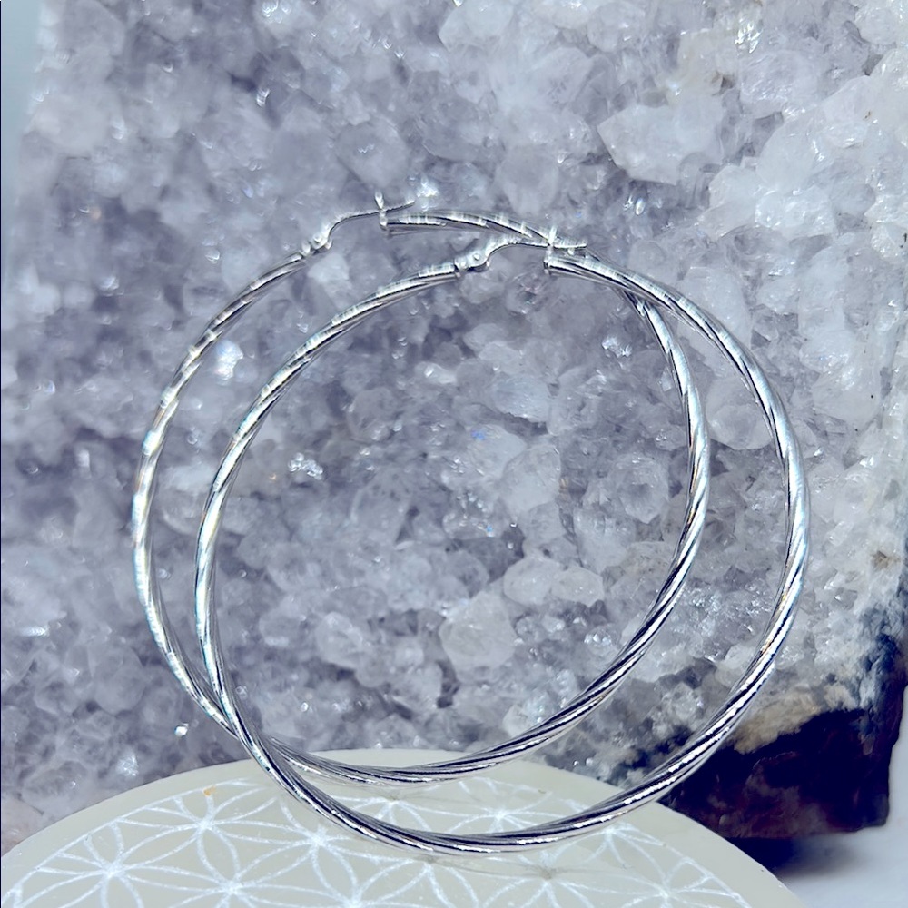 Twisted Sterling Silver Hoop Earrings